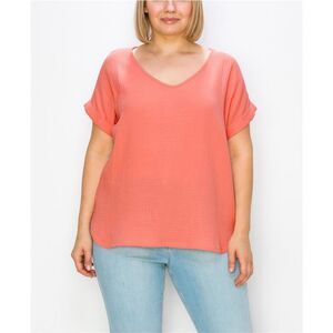 COIN 1804 Womens Gauze Tunic Blouse, Orange, NWT